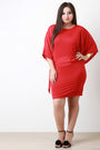 Asymmetrical Dolman Sleeve Tie Mini Dress