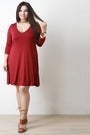 Double Layer V Neck Half Sleeve Tee Shirt Dress - NoveltyOne