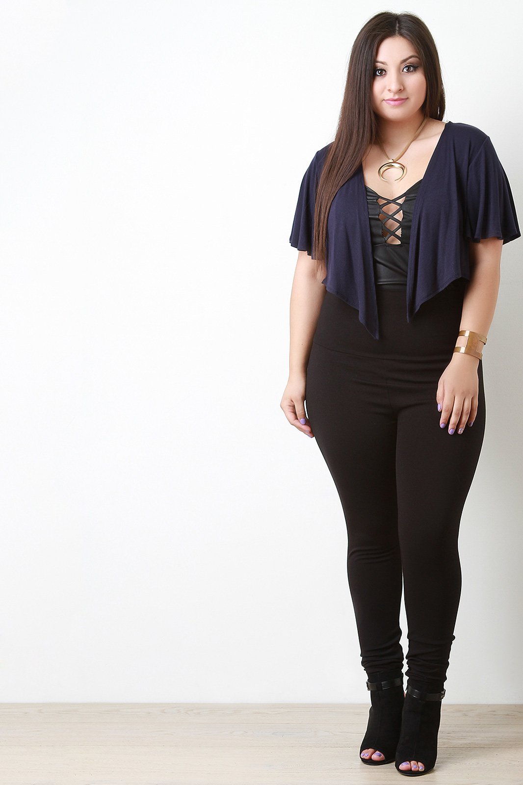 Jersey Knit Flutter Sleeves Cascade Front Bolero