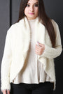 Shearling Trim Open Front Sweater