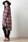 Plaid Side Slit High-Low Tunic Shirt