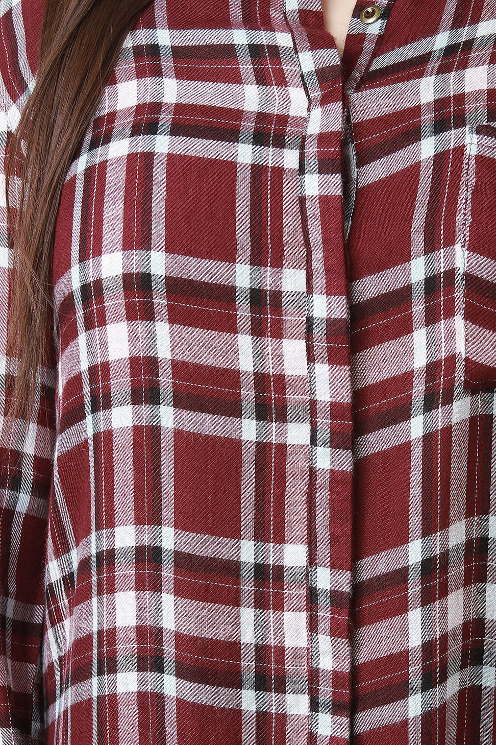Plaid Side Slit High-Low Tunic Shirt