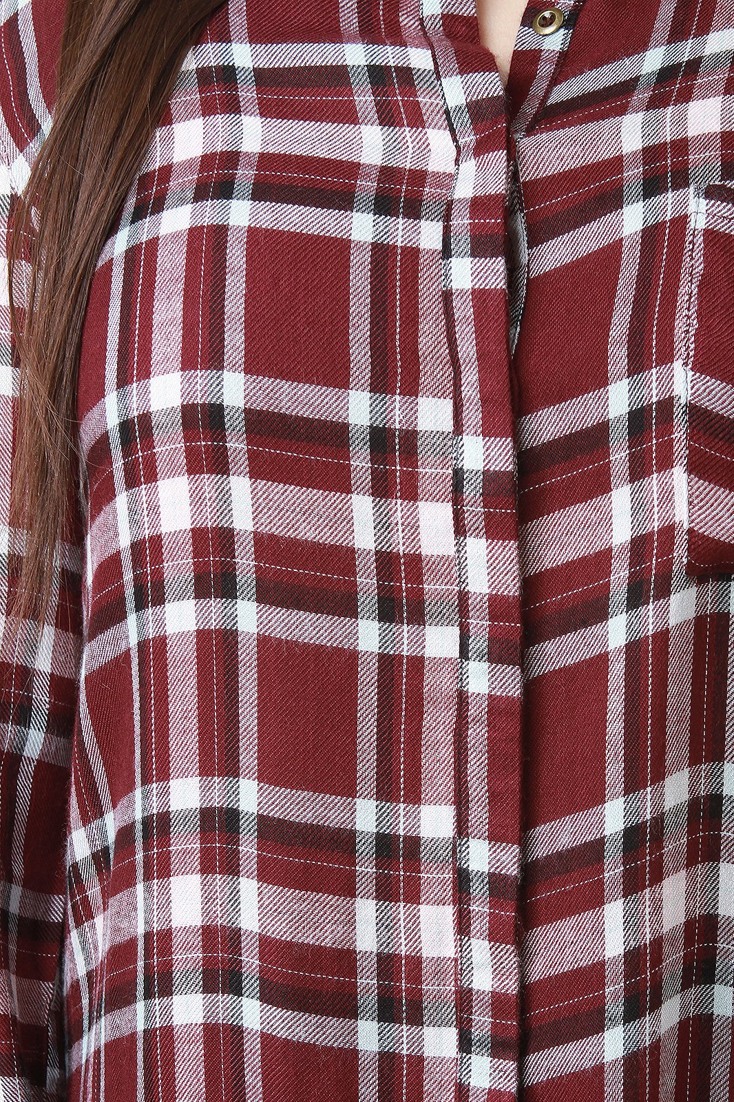 Plaid Side Slit High-Low Tunic Shirt