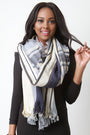 Woven Plaid Over Sized Fringe Hem Scarf