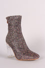 Glitter Chunky Clear Heeled Ankle Boots - NoveltyOne