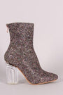 Glitter Chunky Clear Heeled Ankle Boots