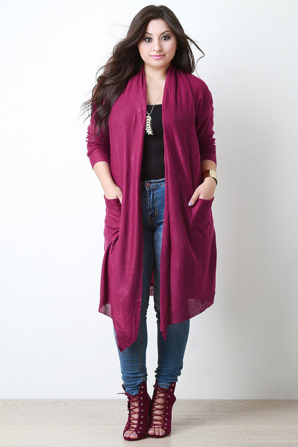 Long Contrast Satin Back Cardigan - NoveltyOne