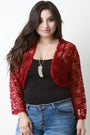 Open Front Lace Long Sleeve Cropped Bolero
