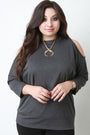 Knit Open Shoulder Mock Neck Top
