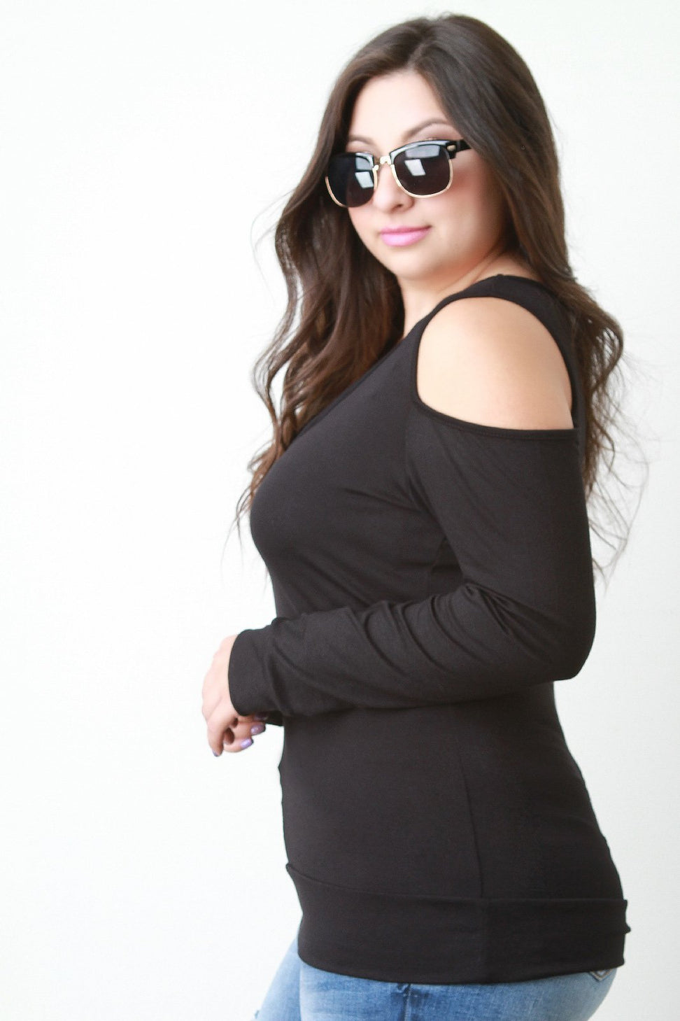 Open Shoulder Criss Cross Knit Top