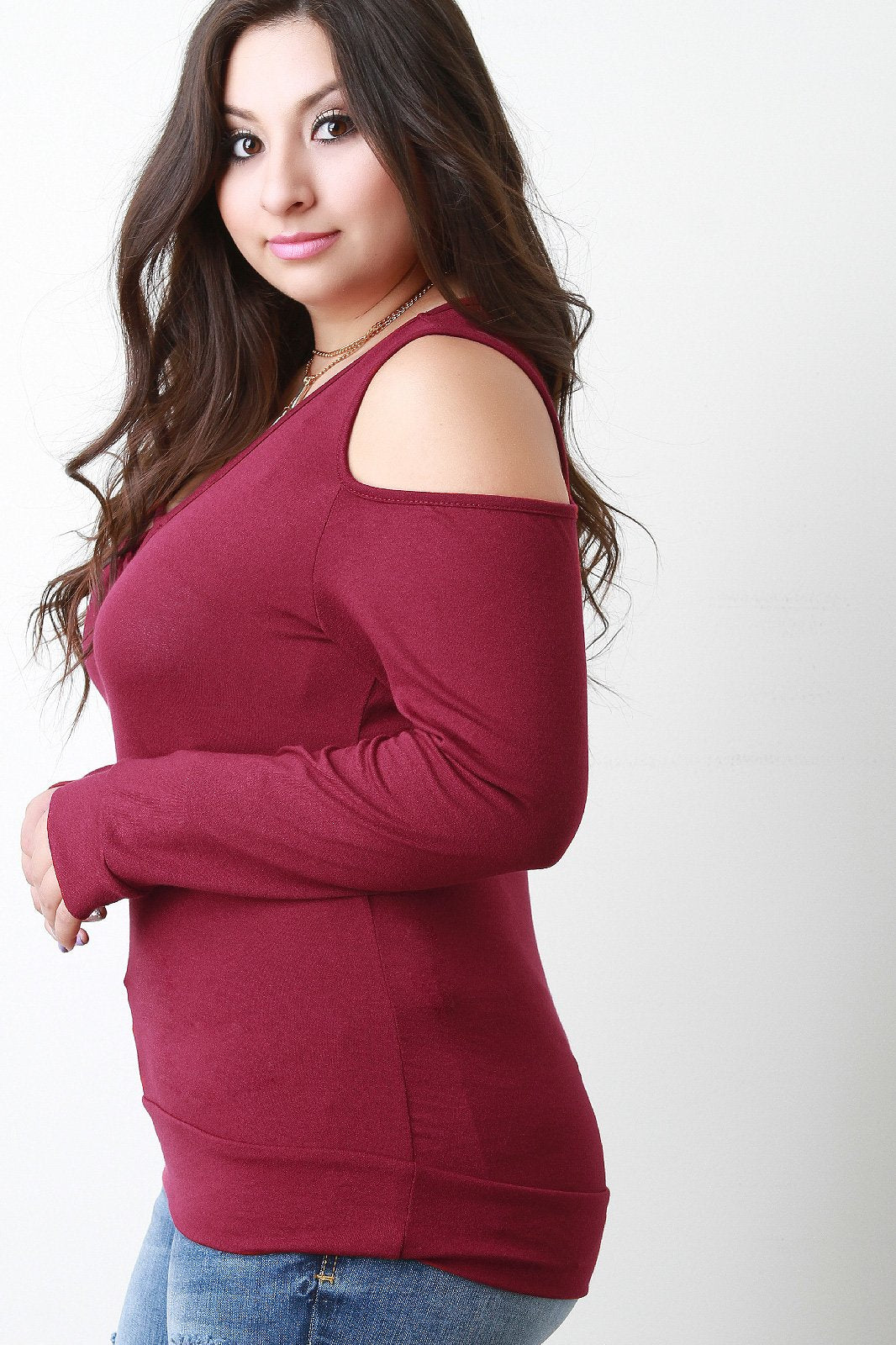 Open Shoulder Criss Cross Knit Top