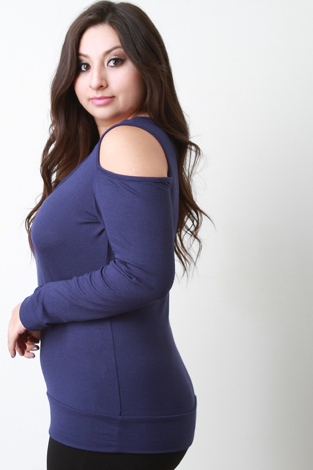 Open Shoulder Criss Cross Knit Top