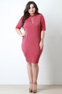 Criss Cross Mock Neck Midi Dress