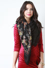 Floral Embroidered Frayed Scarf - NoveltyOne
