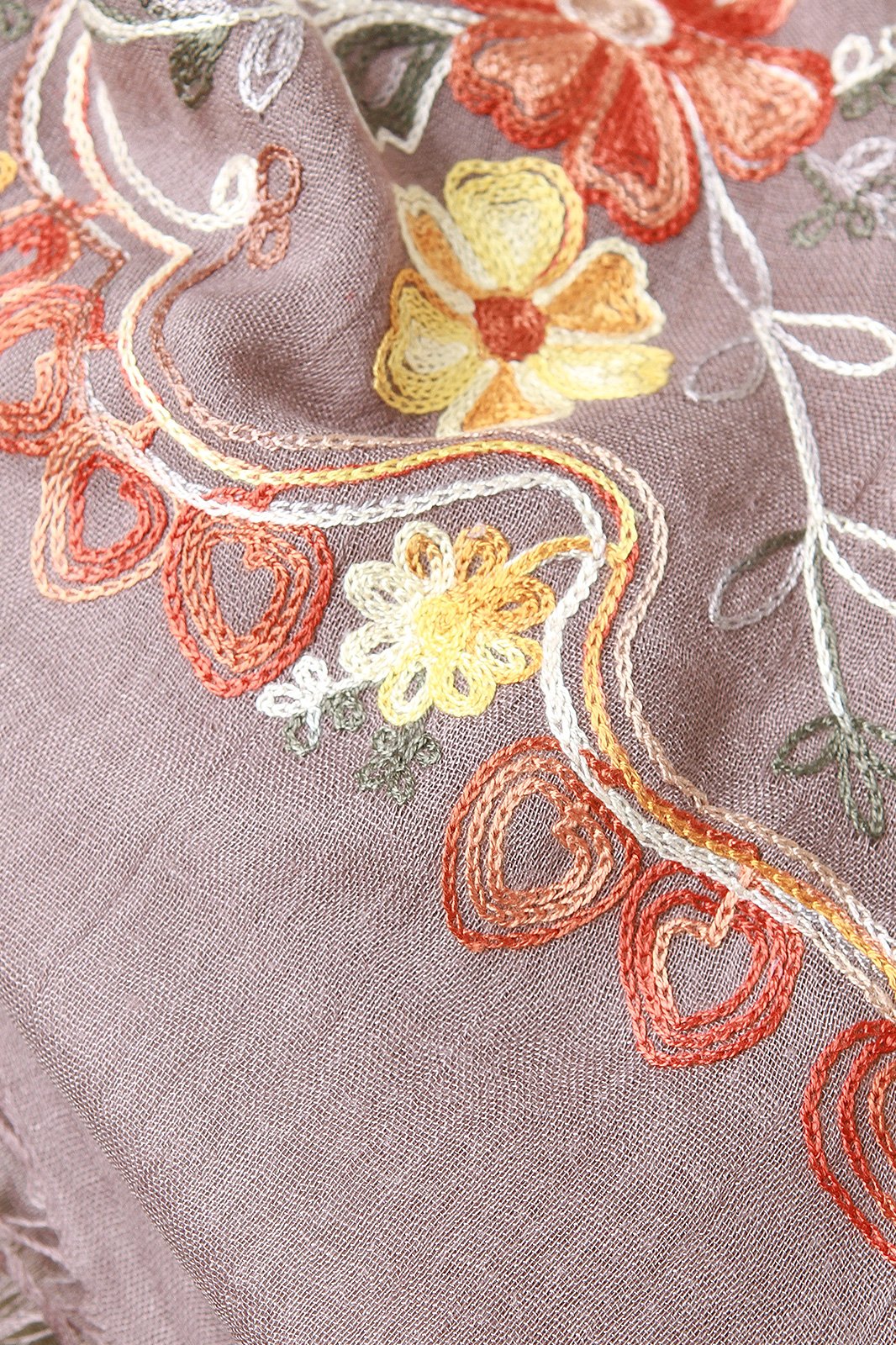 Floral Embroidered Frayed Scarf - NoveltyOne