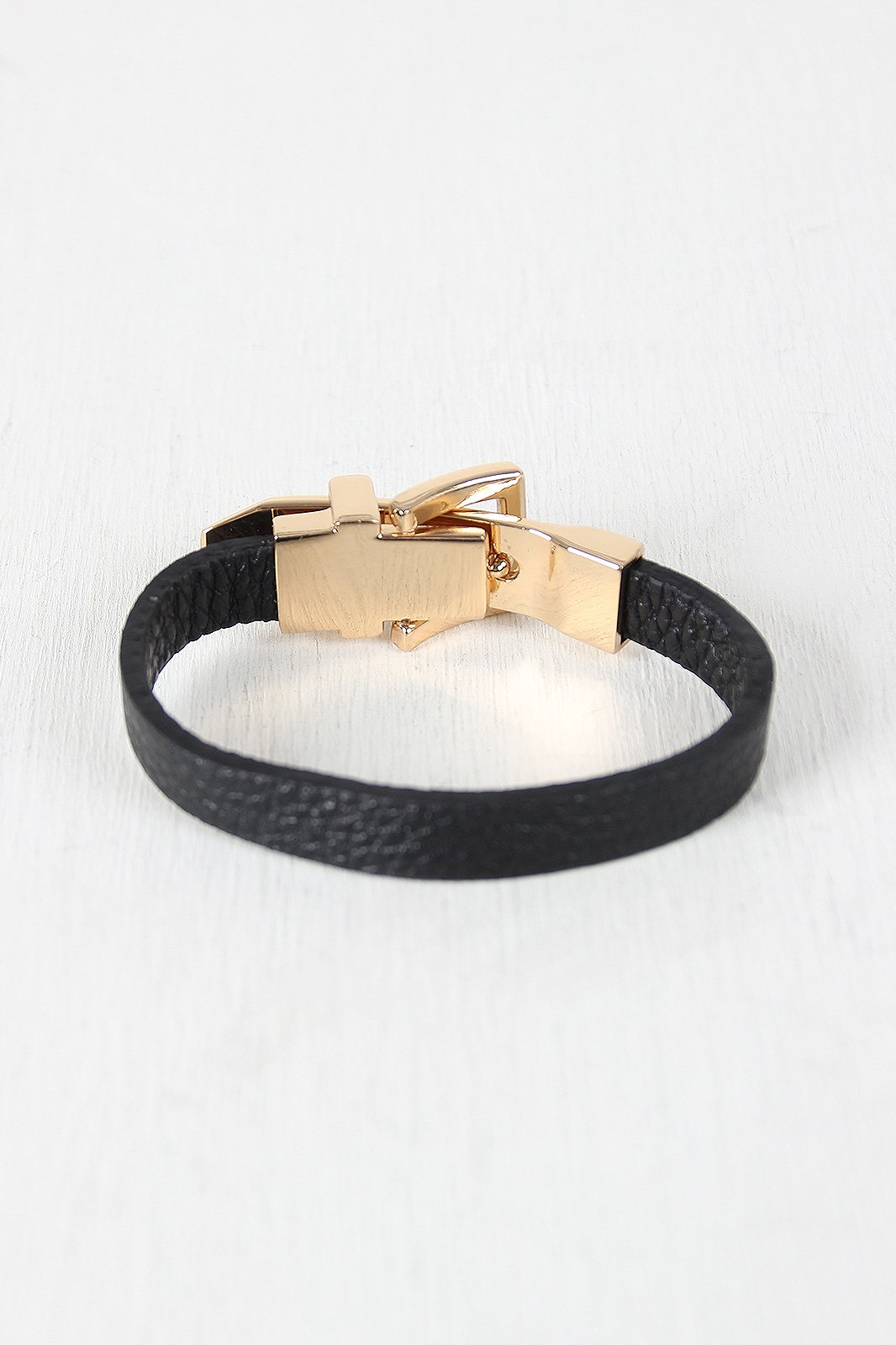 Metal Buckle Vegan Leather Bracelet
