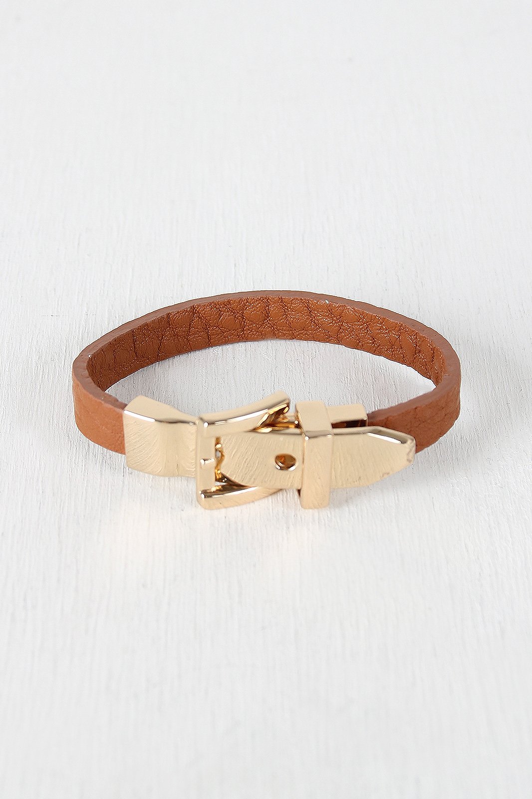 Metal Buckle Vegan Leather Bracelet