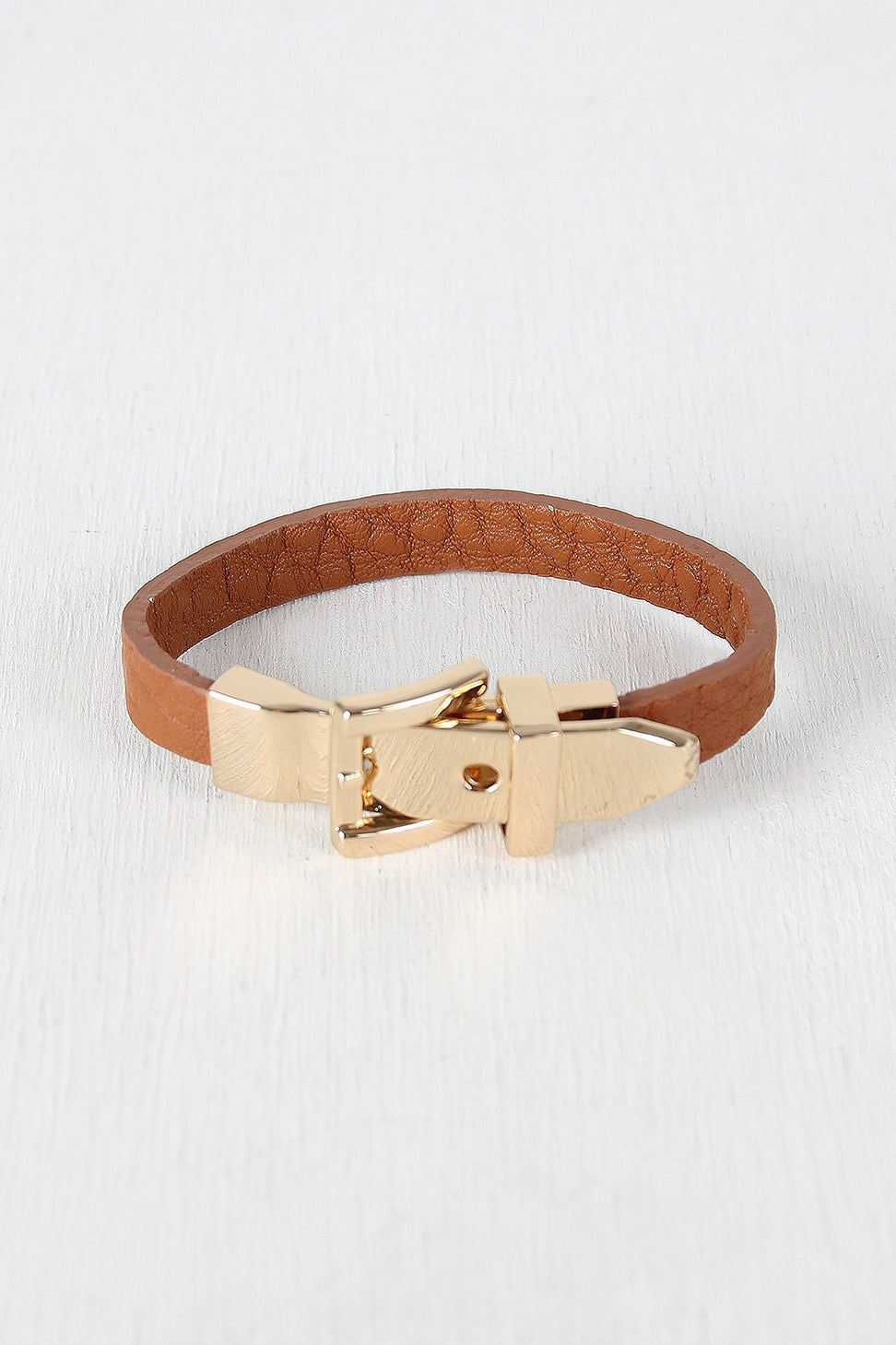 Metal Buckle Vegan Leather Bracelet