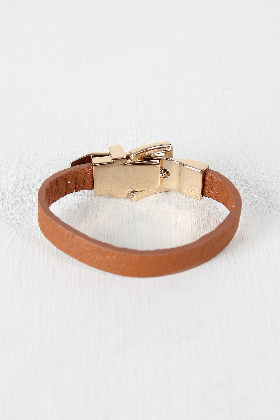 Metal Buckle Vegan Leather Bracelet