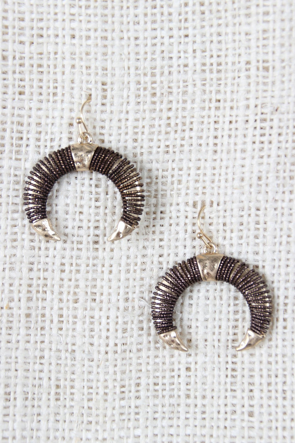 Wire Wrapped Horns Dangle Earrings