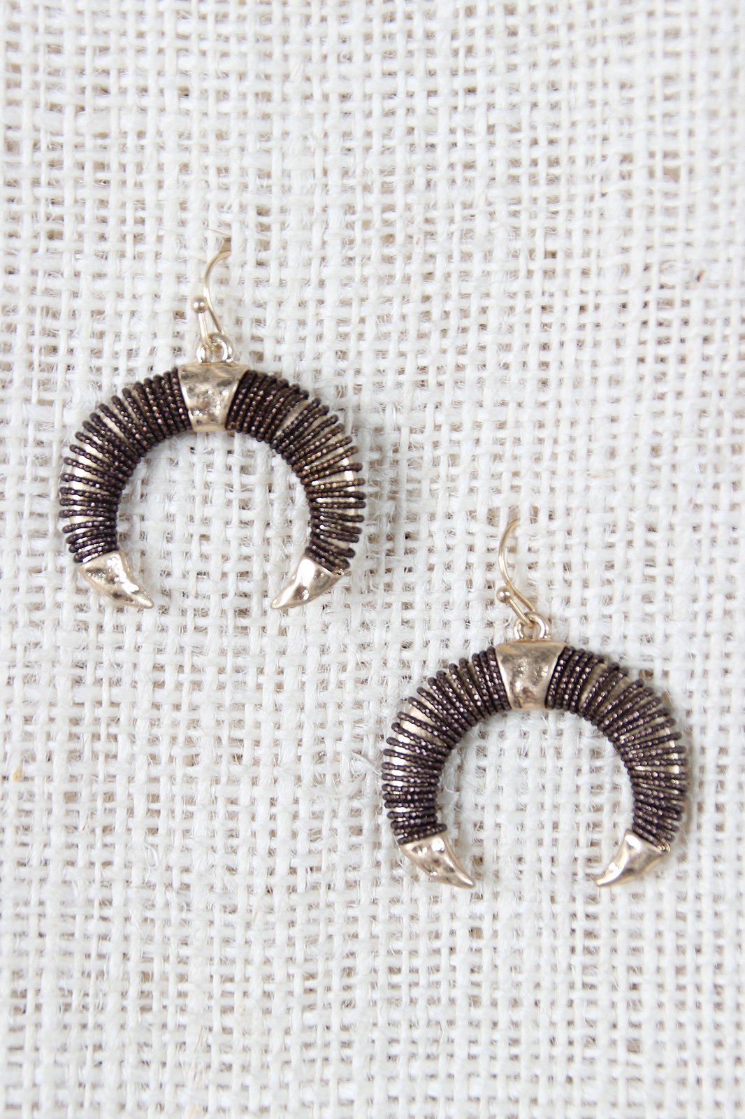 Wire Wrapped Horns Dangle Earrings