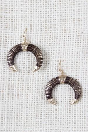 Wire Wrapped Horns Dangle Earrings