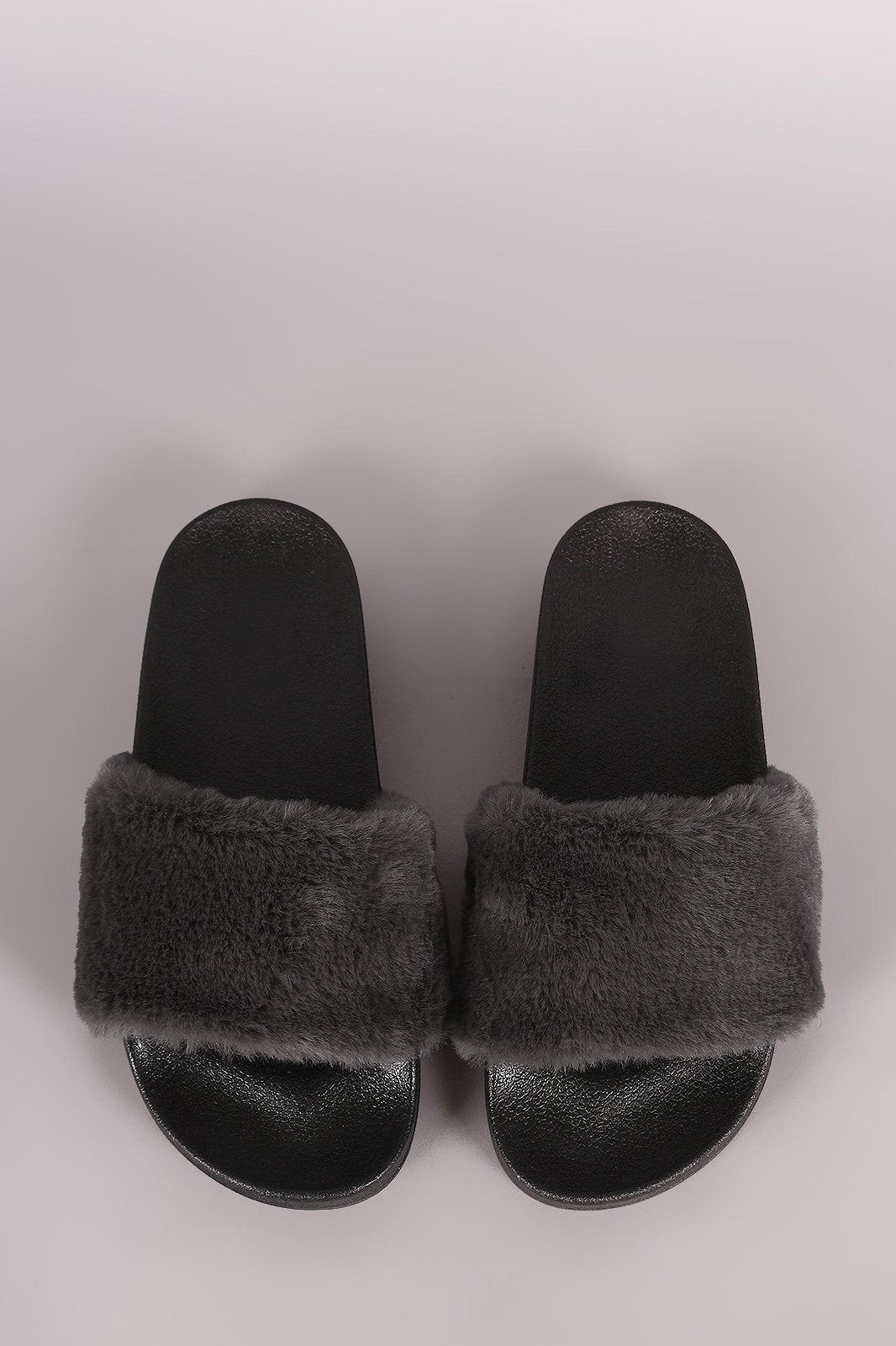 Qupid Fuzzy Faux Fur Slide Sandal