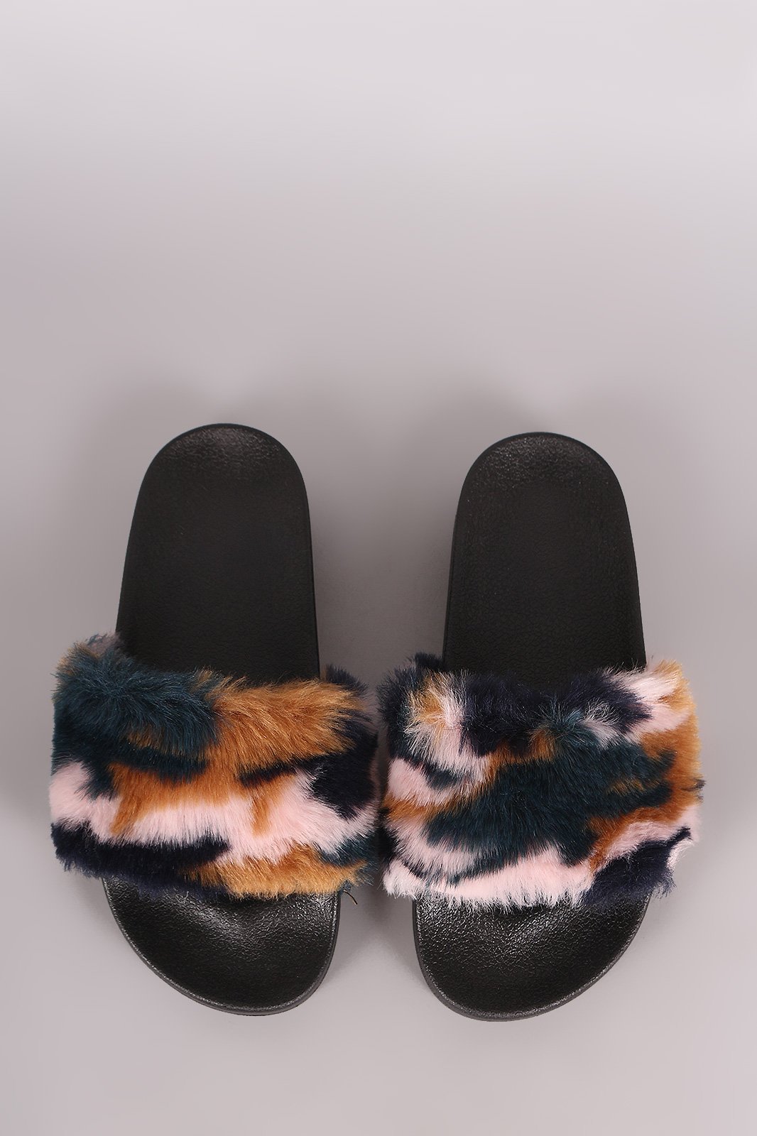 Qupid Fuzzy Faux Fur Slide Sandal