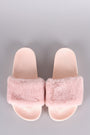 Qupid Fuzzy Faux Fur Slide Sandal