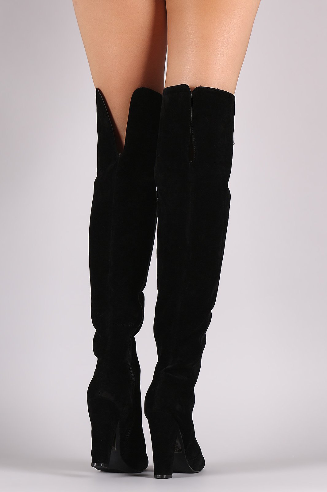 Shoe Republic LA Suede Chunky Heel OTK Boots