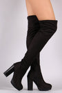 Fitted Suede Over The Knee Lug Sole Platform Boots - NoveltyOne