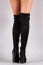 Fitted Suede Over The Knee Lug Sole Platform Boots - NoveltyOne