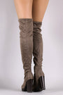 Fitted Suede Over The Knee Lug Sole Platform Boots - NoveltyOne