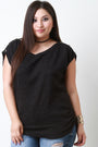 Ruched Soft Knit Button Shoulder Top