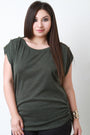 Ruched Soft Knit Button Shoulder Top