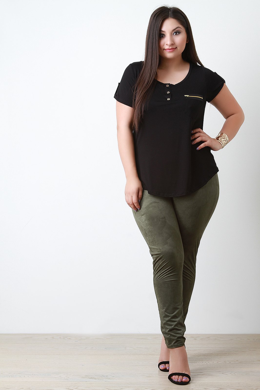 Zipper Pocket Scoop Neck Top