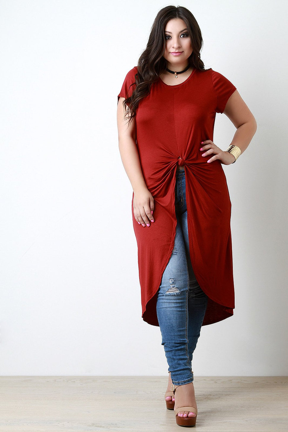 Jersey Twist Knot High Low Maxi Top