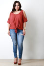 Cold Shoulder Self-Tie Hem Choker Necklace Cropped Top