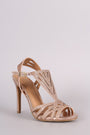 Anne Michelle Glitter Caged Dress Heel