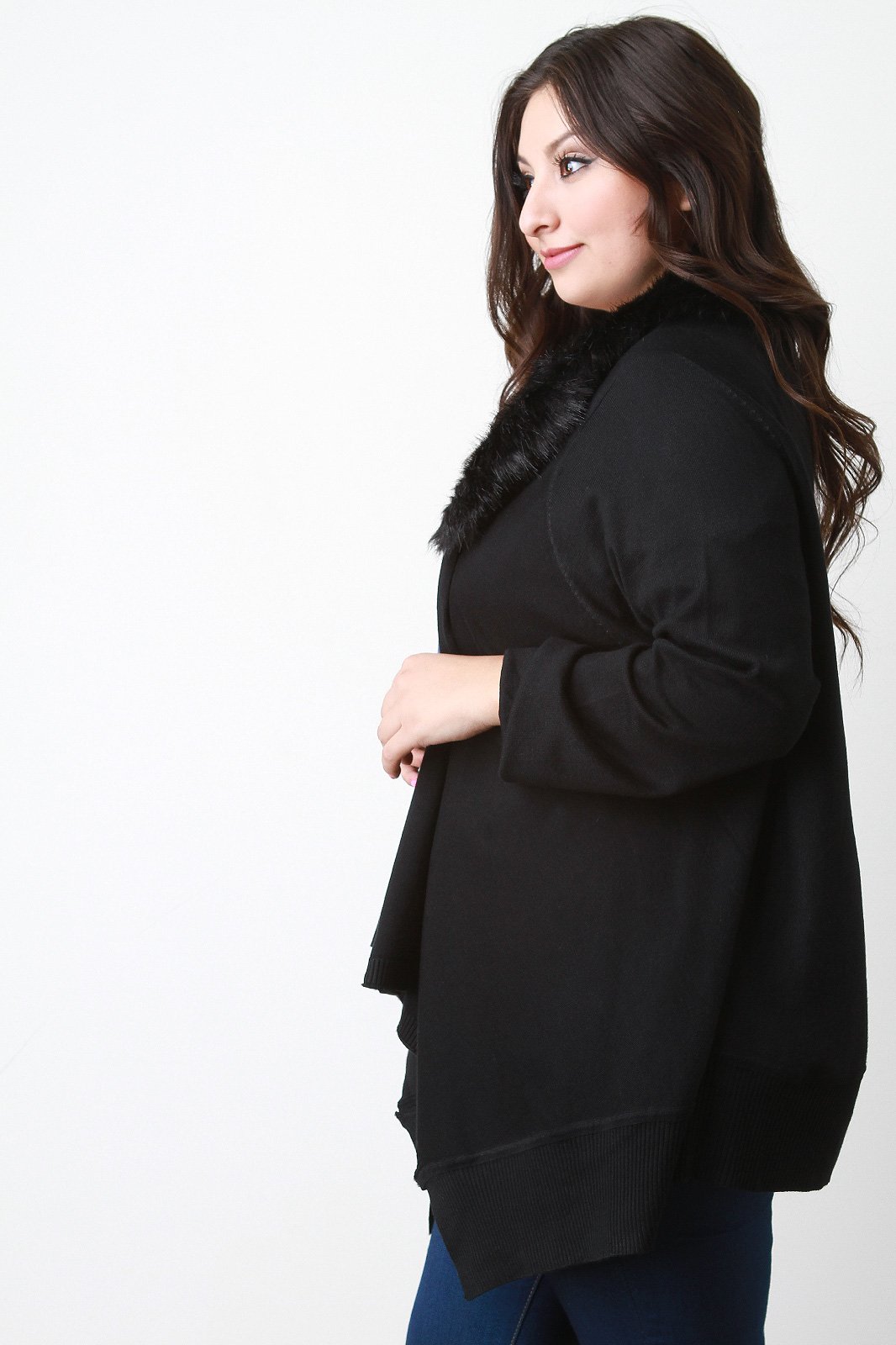 Detachable Faux Fur Collar Cardigan - NoveltyOne