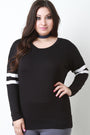 Casual Long Sleeve Double Arm Band Top