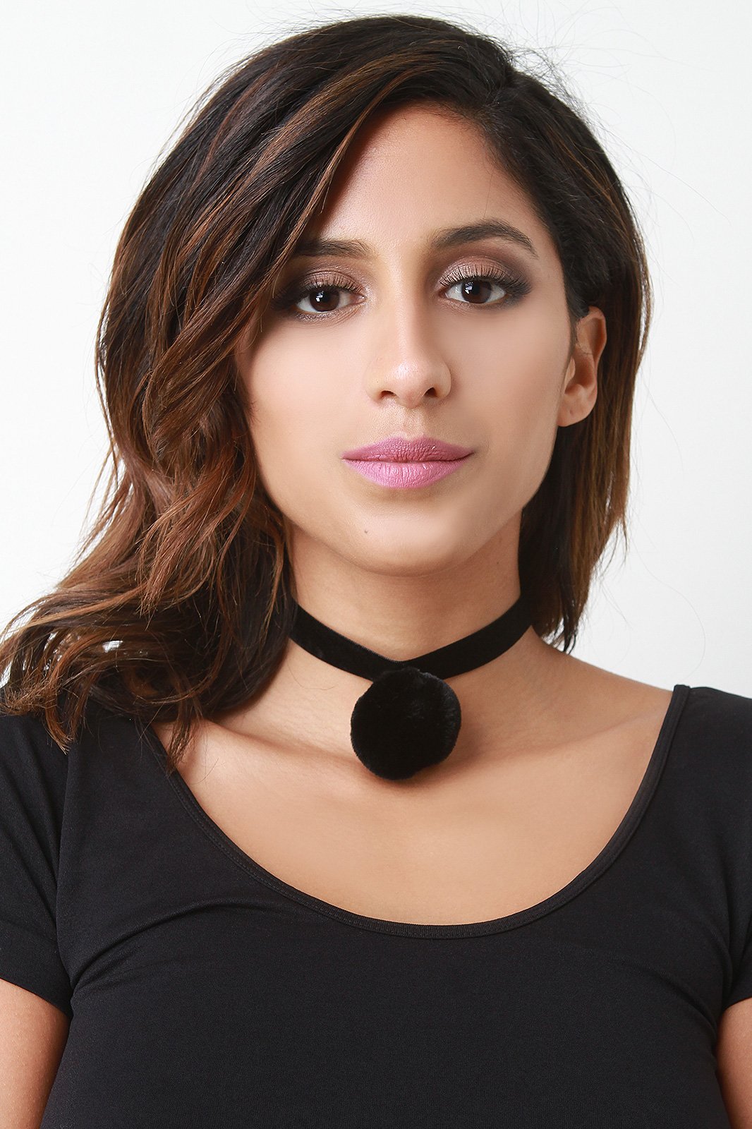 Velvet Pom Choker Necklace