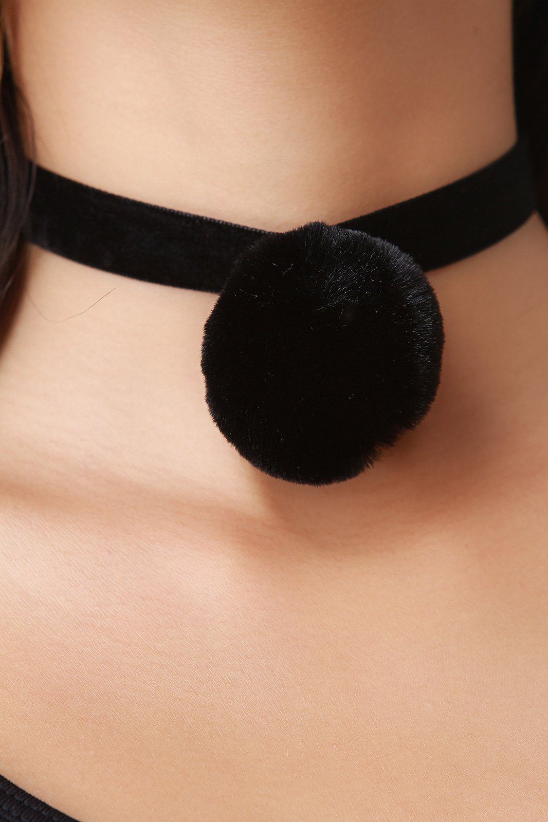 Velvet Pom Choker Necklace