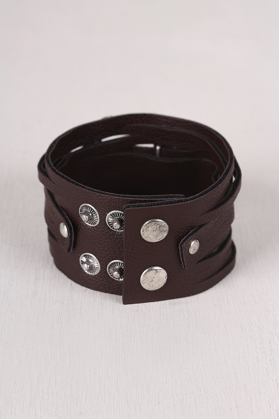 Ornate Etched Leather Slit Bracelet