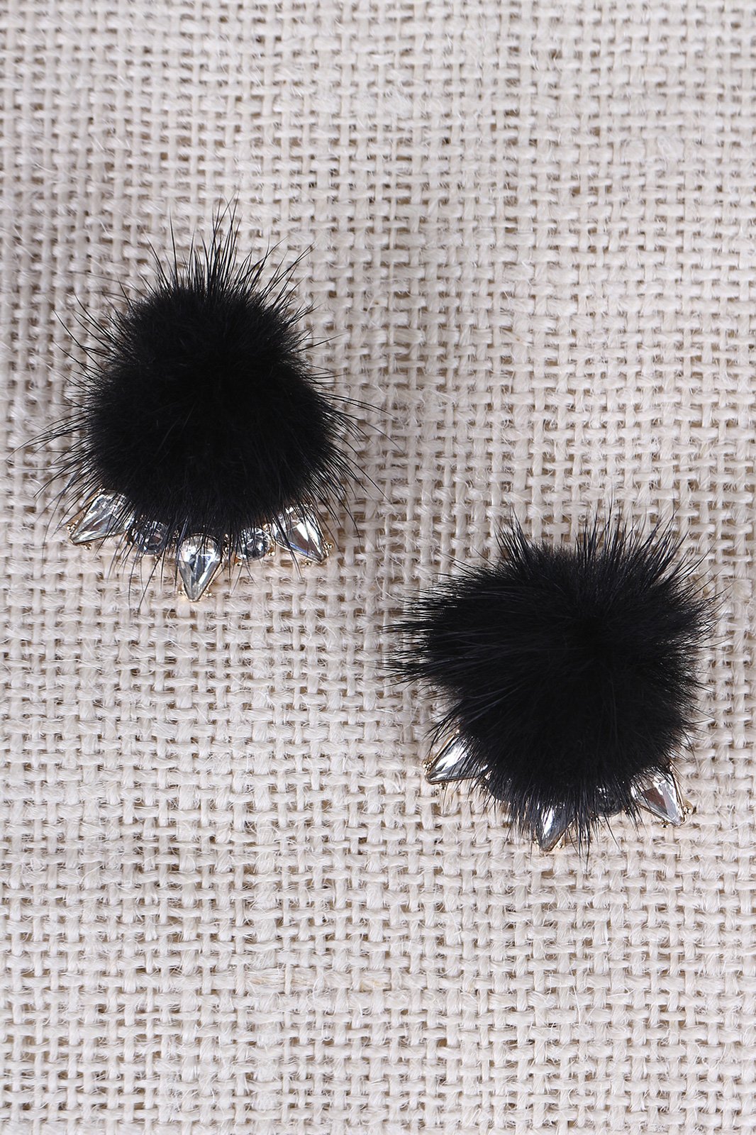 Pom Pom Gems Clip On Earings