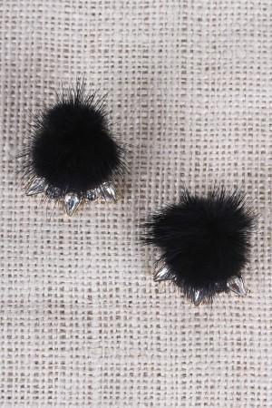 Pom Pom Gems Clip On Earings