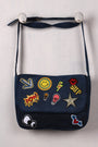 Graphic Patch Denim Messenger Bag