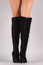 Qupid Lace Up Perforated OTK Stiletto Boots