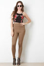 Side Eyelet Corset Lace-Up High Waist Skinny Pants