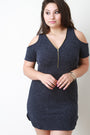 Zipper Neckline Cold Shoulder Sweater Dress